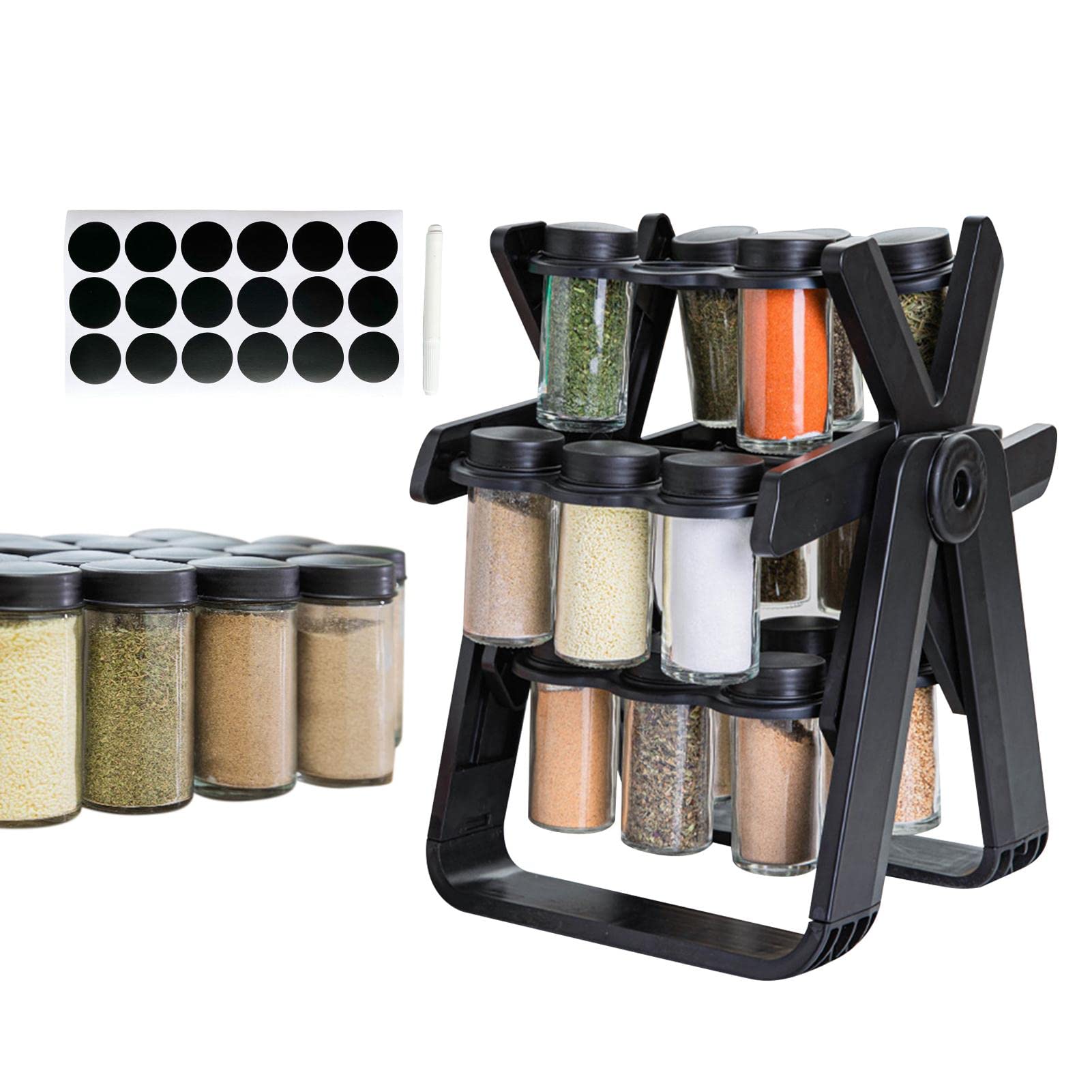 360 Rotating Spice Rack, 18PCS Jar Kitchen Spice Organizer, Seasoning Organizer