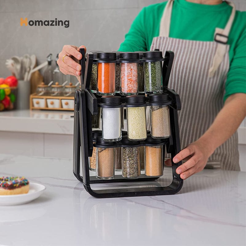 360 Rotating Spice Rack, 18PCS Jar Kitchen Spice Organizer, Seasoning Organizer