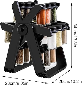 360 Rotating Spice Rack, 18PCS Jar Kitchen Spice Organizer, Seasoning Organizer